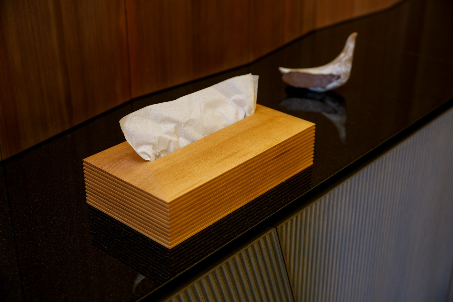 天然木のティッシュペーパーボックスカバー MID