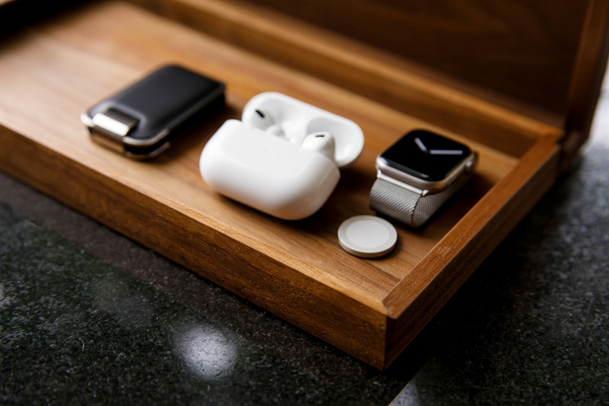 天然木の蓋付きトレイ